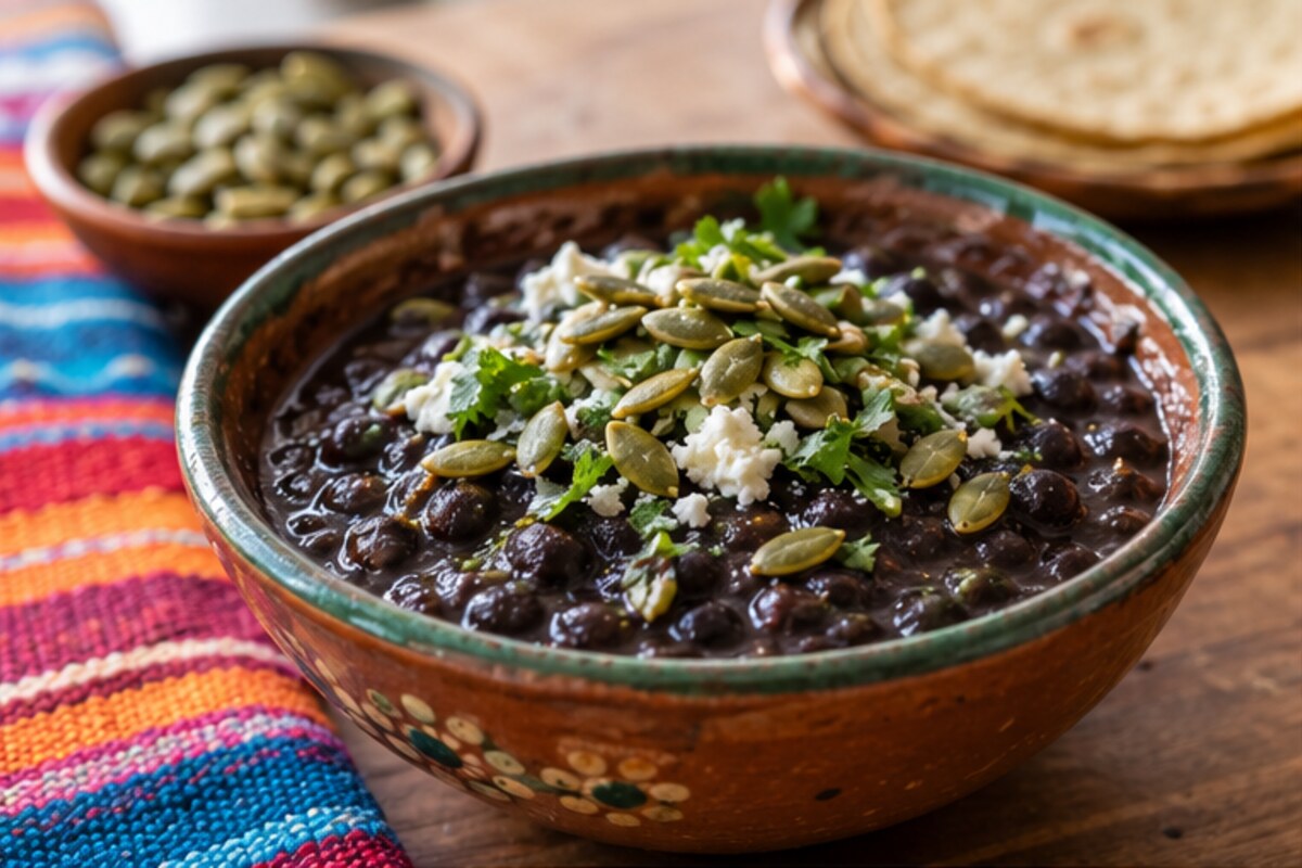 Fotografía culinaria: Pepitas sobre frijoles: el acabado va al final